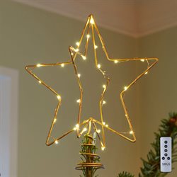 LED topstjerne til juletræet - Christina guld med 2 stjerner
