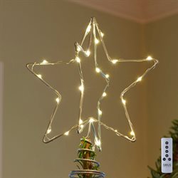 LED topstjerne til juletræet - Christina sølv med 2 stjerner