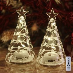 2 stk. Sweet Christmas Glas træ'er - 11,5 cm. høje
