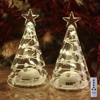 2 stk. Sweet Christmas Glas træ\'er - 11,5 cm. høje