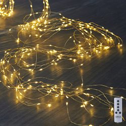 Knirke lyskæde - Klar/Guld - 15 kæder med ialt 200 LED