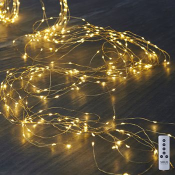 Knirke lyskæde - Klar/Guld - 15 kæder med ialt 350 LED