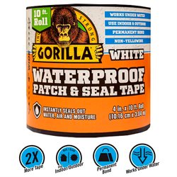 Gorilla vandfast "Patch & Seal" tape - Hvid