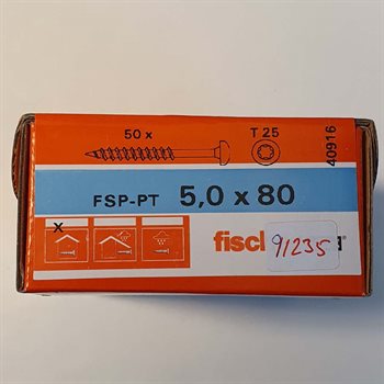 fischer spånpladeskrue FSP-PT - 5,0 x 80 - Torx 25 - Kasse med 50 stk.