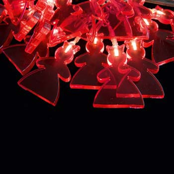 Sirius - DEA LED lyskæde med 20 hvide LEDs og transparent kæde - Prinsesse - rød